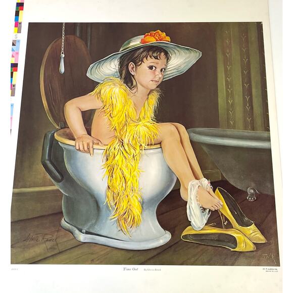 Gloria Ranck Signed Art Print Time Out Girls Restroom 23x17.5